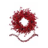 Chrisxiao 24 Inch Christmas Wreath Front Door,Artificial Christmas Wreath Decorated with Holly Berries, Hawthorn Berries, for Indoor Outdoor Christmas Decoration