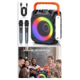 Karaoke Machine with 2 Wireless Microphones,Portable Karaoke Machine for Adults & Kids,Karaoke Microphone with PA System,Karaoke Speaker Supports for TWS,USB,FM,REC,AUX in,TF Card