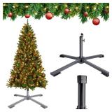 Profully Christmas Tree Stand for Live Tree, Foldable Base for 5.5 Ft to 7.5 Ft Artificial Christmas Tree, Fits 1 to 1.41 Inch Tree Pole