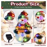 Lighted Christmas Garden Flag 22x13, 8 Modes Double Sided Solar Decorations Outdoor LED Navidad Flag, Christmas Yard Decorations for Xmas Patio Lawn Door Porch (Snowman Multicolor)