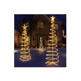 Set of 3 Spiral Outdoor Lighted Christmas Tree, 3/4/6 Feet Christmas Lights with 7" Star Topper, UL Certification Collapsible Spiraling Tree Light Kit for Xmas Patio Wedding Decoration, Warm White