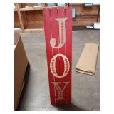 Red and White JOY Christmas Wood Sign 42"