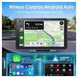 Portable Wireless Carplay Car Stereo, 7" HD Touchscreen for Car with Apple CarPlay & Android Auto with Backup Camera/Mirror Link/Voice Control/Bluetooth/GPS/AUX/FM Satellite Radio for All Vehicles