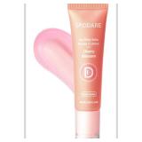 Lip Glowy Balm Cherry Blossom, Lip Gloss enriched with Shea Butter, Wolfberry Extract & Hyaluronic Acid Complex for Plumping Finish - Light Weight Travel Size for Men and Women