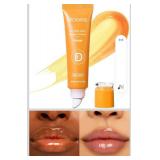 Lip Glowy Balm Orange - Lip Gloss enriched with Citrus Aurantium Dulcis Extract and Hyaluronic Acid Complex for Softening and Plumping Finish, Travel Size for Men and Women Daily Use