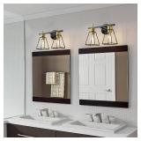 Industrial Bathroom Vanity Lights: 4 Lights Black and Gold Vintage Metal Cage Wall Sconces - Rustic Farmhouse Lightning Fixture Over Mirrors Cabinet for Home Hallway