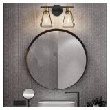 Industrial Bathroom Vanity Lights: 4 Lights Black and Gold Vintage Metal Cage Wall Sconces - Rustic Farmhouse Lightning Fixture Over Mirrors Cabinet for Home Hallway