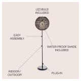 Retails for $158! JONATHAN Y JYL6507A Bea 61" Outdoor Woven Globe LED Floor Lamp, Bohemian, Transitional, Scandinavian, Modern, Contemporary, Modern, Office, Bedroom, Living Room, Family Room, Dining 