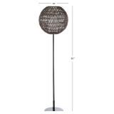 Retails for $158! JONATHAN Y JYL6507A Bea 61" Outdoor Woven Globe LED Floor Lamp, Bohemian, Transitional, Scandinavian, Modern, Contemporary, Modern, Office, Bedroom, Living Room, Family Room, Dining 