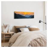 Sunset Mountain Canvas Wall Art for Living Room Nature Wall Decor Smoky Blue Ridge Mountain Landscape Picture Prints Painting National Park Poster Misty Forest Scenic Artwork Office Decorations 14x48