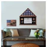 Large Burial Flag Display Case American Flag Solid Wood Display Case Fits a 5 X 9.5 Flag Folded Military Shadow Box Flag Display Case with Certificate Holder Walnut Finish