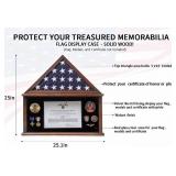 Large Burial Flag Display Case American Flag Solid Wood Display Case Fits a 5 X 9.5 Flag Folded Military Shadow Box Flag Display Case with Certificate Holder Walnut Finish