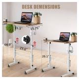 SIDUCAL Mobile Stand Up Desk, Laptop Desk with Wheels Storage Desk Home Office, Vintage Oak