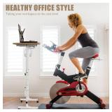 SIDUCAL Mobile Stand Up Desk, Laptop Desk with Wheels Storage Desk Home Office, Vintage Oak