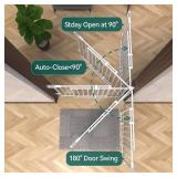 Babelio 26-43" Auto Close Baby/Dog Gate for Stairs, 2-in-1 Easy Swing Doorway and Hallway Pet Gate, with Extra-Wide Walk Thru Door and Threshold-Free Design, White