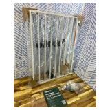 Babelio 26-43" Auto Close Baby/Dog Gate for Stairs, 2-in-1 Easy Swing Doorway and Hallway Pet Gate, with Extra-Wide Walk Thru Door and Threshold-Free Design, White