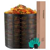 VIVOSUN 500 Gallon Outdoor Compost Bin, Expandable Composter, Easy to Setup & Large Capacity for Backyard, Lawn (Black with Gloves)