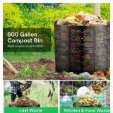 VIVOSUN 500 Gallon Outdoor Compost Bin, Expandable Composter, Easy to Setup & Large Capacity for Backyard, Lawn (Black with Gloves)