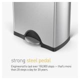 Retails for $130! simplehuman 38 Liter / 10 Gallon Rectangular Kitchen Step Trash Can, Brushed Stainless Steel