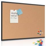 Board2by Cork Board Bulletin Board 46" x 32", Black Aluminium Framed 4x3 Corkboard, Office Board for Wall Cork, Large Wall Mounted Notice Pin Board with 18 Push Pins for School, Home & Office