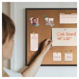 Board2by Cork Board Bulletin Board 46" x 32", Black Aluminium Framed 4x3 Corkboard, Office Board for Wall Cork, Large Wall Mounted Notice Pin Board with 18 Push Pins for School, Home & Office