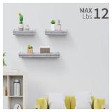 Floating Wall Shelves Set of 2 or 3, MDF Wood. For Living Room, Bedroom, or Bathroom. Display Books, Plants, and Decor. (Cement Gray, 24