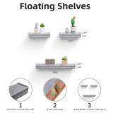 Floating Wall Shelves Set of 2 or 3, MDF Wood. For Living Room, Bedroom, or Bathroom. Display Books, Plants, and Decor. (Cement Gray, 24