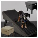 BrioBunch Split Ottoman Dog Ramp, Folding Dog Stairs, Rampp Ottoman, All-in-One Dogs Chair and Otto Man, Geriatric DogChair, Lightweight Pet Steps to Get on Bed Couch (Grey, 33 18 14.5