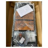 21.8"W Nightstand with Charging Station & LED Lights, Bedside Table with 4 Fabric Drawers, Night Table with Safety Netting Open Wood Shelf Storage for Bedroom, Table with WoodTop, Rustic Brown