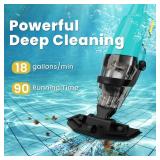 Cordless Pool Vacuum Cleaner for Above Ground Pool & In Ground Rechargeable Pool Vacuum Cleaner - 90 Mins Runtime, Spa Vacuum for Hot Tub- Fast 3H Charge (Green)