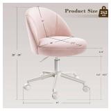 EnHomee Vanity Chair with Wheels, Pink Desk Chair with Back, Small Office Chair Armless for Makeup Room, Bedroom, Home Office
