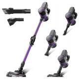 Cordless Vacuum Cleaner, Lightweight Cordless Stick Vacuum Cleaner with Bendable Wand Rechargeable Handheld Vacuum 2 Modes 6 in 1 Vacuum Cleaners for Home Hard Floor Car Carpet (Black & Purple)