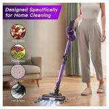 Cordless Vacuum Cleaner, Lightweight Cordless Stick Vacuum Cleaner with Bendable Wand Rechargeable Handheld Vacuum 2 Modes 6 in 1 Vacuum Cleaners for Home Hard Floor Car Carpet (Black & Purple)