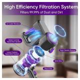 Cordless Vacuum Cleaner, Lightweight Cordless Stick Vacuum Cleaner with Bendable Wand Rechargeable Handheld Vacuum 2 Modes 6 in 1 Vacuum Cleaners for Home Hard Floor Car Carpet (Black & Purple)