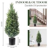 37 Inch Set of Two Artificial Cedar Topiary Tree, for Indoor & Outdoor Decoration, UV Protection Potted Shrubs for Front Door, Beautiful and Lifelike Tree(37 Inch)