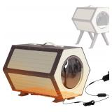 GUTINNEEN Outdoor Cat House, Heated and Insulated Cat Shelter for Winter, Weatherproof Cat Condo with Adjustable Temperature and Time, Feral Cat Patio with Escape Door (1 Set)