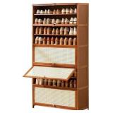 Retails for $311! Shoe Cabinet Entrance Rattan Shoe Storage Cupboard, Enclosed Shoe Cupboard, Black 3/5 Tier Shoe Storage, Shoe Cabinet for Living Room, Hallway