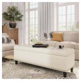 Retails for $300! Veanerwood Storage Bench, 51-Inch Storage Ottoman Bench, 30 Gallons, Large Storage Ottoman, Modern Faux Leather Ottoman with Storage for Living Room, Bedroom, Entryway, Hallway, Offi