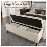 Retails for $300! Veanerwood Storage Bench, 51-Inch Storage Ottoman Bench, 30 Gallons, Large Storage Ottoman, Modern Faux Leather Ottoman with Storage for Living Room, Bedroom, Entryway, Hallway, Offi