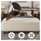 Retails for $300! Veanerwood Storage Bench, 51-Inch Storage Ottoman Bench, 30 Gallons, Large Storage Ottoman, Modern Faux Leather Ottoman with Storage for Living Room, Bedroom, Entryway, Hallway, Offi