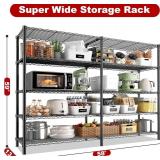 Retails for $110! REIBII 5 Tier Wire Shelving Storage Shelves Loads 1430LBS, 58" W Metal Shelving for Storage Adjustable Shelving Unit Heavy Duty Garage Shelves Pantry Shelves Kitchen, Black