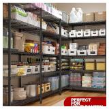 Retails for $110! REIBII 5 Tier Wire Shelving Storage Shelves Loads 1430LBS, 58" W Metal Shelving for Storage Adjustable Shelving Unit Heavy Duty Garage Shelves Pantry Shelves Kitchen, Black