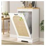 Retails for $170! 13 Gallon Trash Can Cabinet with Rattan Door, Kitchen Tilt Out Trash Can Cabinet with Deodorizing Function, for Kitchen Dining/Laundry Room, Natural