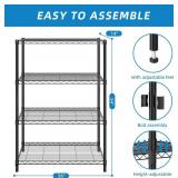 4-Shelf Adjustable Metal Shelf Wire Shelving Unit Storage Rack Display Shelf for Office,Kitchen,Bedroom,Bathroom,Laundry,Pantry Basement,Garage(Black,36" L x 14" W x 54" H)