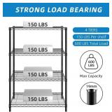 4-Shelf Adjustable Metal Shelf Wire Shelving Unit Storage Rack Display Shelf for Office,Kitchen,Bedroom,Bathroom,Laundry,Pantry Basement,Garage(Black,36" L x 14" W x 54" H)