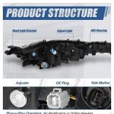 Retails for $123! Auto Dynasty LED Projector Headlight Lamp Compatible with Toyota Corolla Sedan Base/L/LE 2020-2024, Driver Left Side, Black Housing Amber Corner