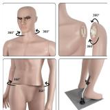 Male Mannequin Full Body Sewing Dress Form Model Mannequins Torso 73 Inches Adjustable Manikin Body Clothing Realistic Men Mannequin Display Head Arm Rotation Metal Base
