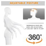 Female Mannequin Dress Form Faceless 70 Inches Adjustable Mannequins Dress Model Full Body Plastic Detachable Mannequins Stand Display Mannequin Head Metal Base (White)
