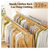 Retails for $117! Raybee Clothes Rack Load 630LBS, Heavy Duty Clothes Rack, Rolling Clothing Racks for Hanging Clothes with Wheels, Adjustable & Commercial Garment Rack, 22" D x 75" W x 68" H
