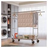 Retails for $117! Raybee Clothes Rack Load 630LBS, Heavy Duty Clothes Rack, Rolling Clothing Racks for Hanging Clothes with Wheels, Adjustable & Commercial Garment Rack, 22" D x 75" W x 68" H